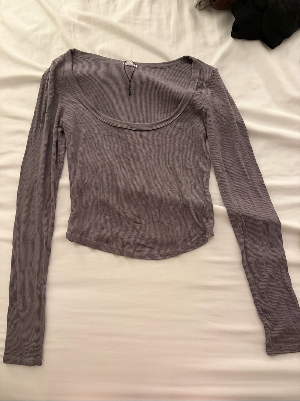 Garage Mauve Ribbed Long-Sleeve Scoop Neck Tee